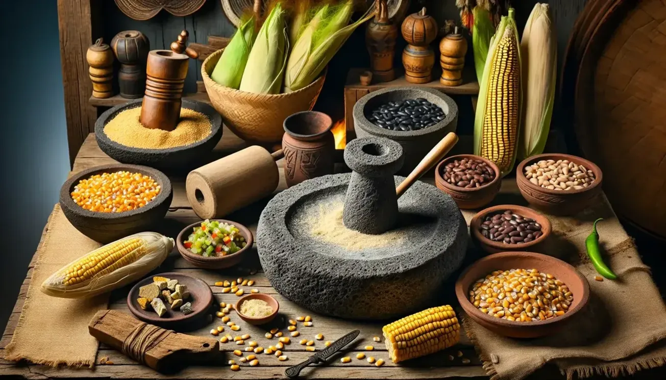 Fusión de ingredientes prehispánicos como maíz y chile con ingredientes europeos como el trigo.